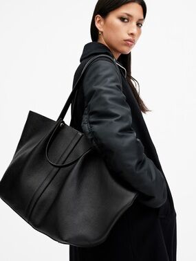 All Saints Black Pebbled Leather Phoenix Desserto Tote. NWOT